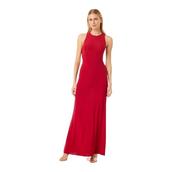 MISA Red Open Back Pargol Sleeveless Formal Maxi Dress Small NWT - Picture 3 of 12